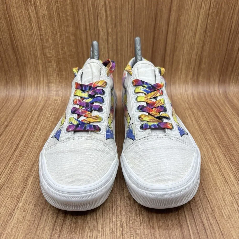 VANS Old Skool Warp Canvas White Tie Dye‎ Sneakers Shoes Men’s Size 6.5 womens 8